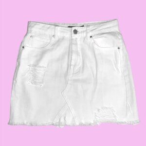 FREE SHIPPING White High Waist Denim Mini Skirt